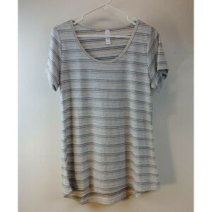 LuLaRoe Tunic Top Striped‎ Chevron Print Short Sleeve Casual Top Size M R30